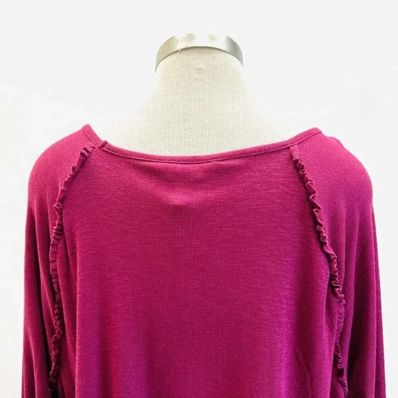 NWT LAUREN CONRAD Women Long Sleeve Pullover Round Neck Red Shirt Plus Size XXL - Picture 7 of 12